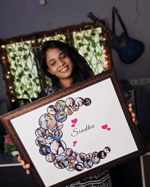 Customized Moon Shape Collage Photo Frame