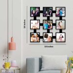 Square Wall Hanging Photo Frame with 9 Pictures