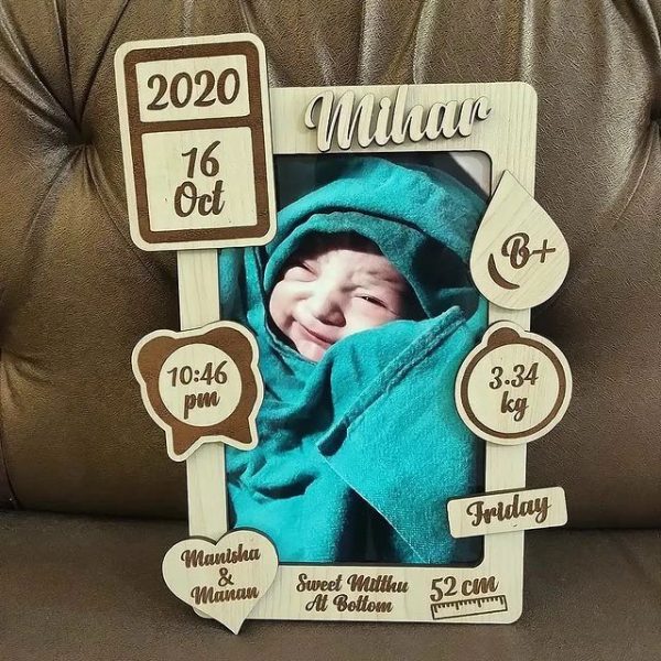 Engraving Wooden Children Photo Frame