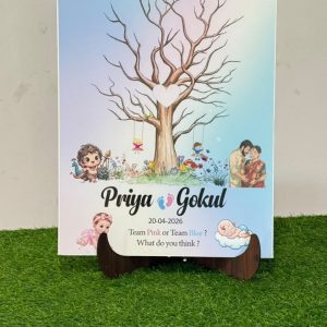 Personalized Baby Shower Voting Board 18x24 Inch | Wooden Fingerprint & Sticker Guest Voting Board | Custom Baby Shower Decoration